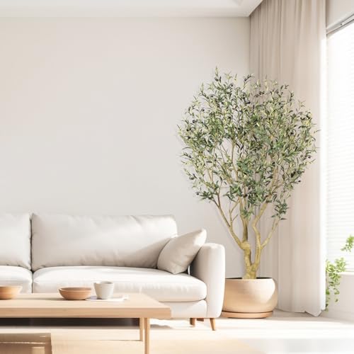 REALEAD 6 pies Arbol de Olivo Artificial con Ramas Ajustables y Frutos | 180 cm Olivos Artificiales de Interior - Arboles Artificiales Decorativas Hogar para Decorar el Oficina Salón y Entrada