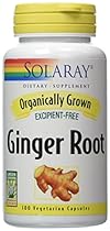 Solaray Organic Ginger Root Supplement, 540 mg, 100 Count