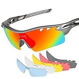 Tsafrer Polarized Sports Sunglasses with 6 Interchangeable Lenses, Tr90 Unbreakable Sunglasses for Men and Women Cycling, Driving, Running Golf