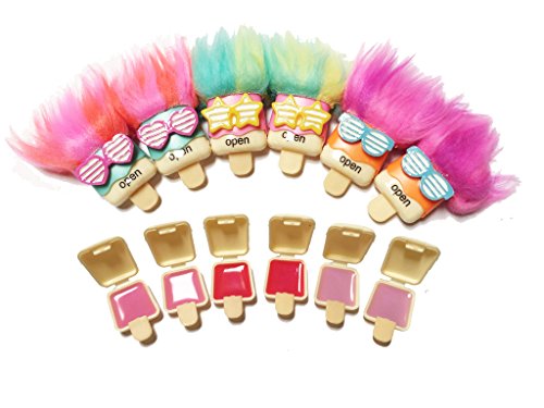 Toycamp Lip Gloss ice popsicles Shape 6 Pack Assorted Designs In Colorful Box, Girls Birthday Party Favor, Goody Bag Filler, Prize, Giveaway,