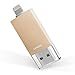 Omars iPhone Lightning Flash Drive 128GB, OTG USB 3.0 External Storage Memory Stick Adapter Expansion Compatible with iPhone, iPad, iPod, Mac and PC [Apple MFI Certified] (128G, Gold)