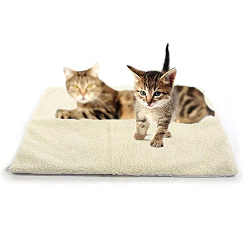 DEESEE(TM) Self Heating Dog Cat Pet Bed Thermal Washable No Electric Blanket Required (A(90cm x 64cm))