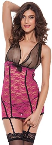 RVESCHZ Japanese Mature Women Sexy Lingerie Lace Babydoll Bodysuit Skirt With G-String