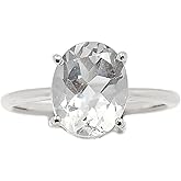 Natural 2ct White Quartz 925 Solid Sterling Silver Engagement Ring Size 6, 6.25, 6.5, 6.75, 7, 8, 8.25, 9.25
