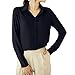 Cekaso Women's Button Up Shirts Solid Collared Sheer Long Sleeve Chiffon Blouse, Black, Tag Size XXXL=US Size L