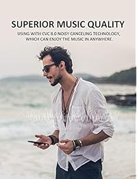 AMINY Auriculares inalámbricos con Bluetooth, 80 horas de reproducción, Bluetooth IPX7, impermeable, Bluetooth 5.0, sonido estéreo de alta fidelidad con funda de carga (negro)