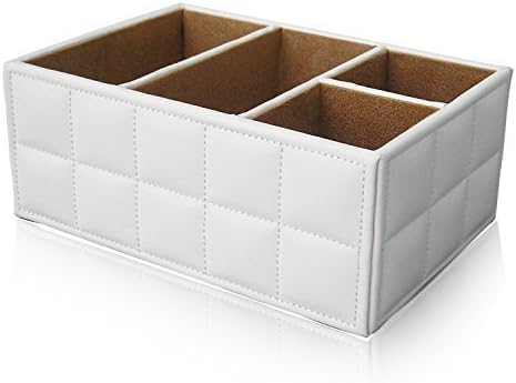 Office Desk Organizer Keeps Supplies and Desktop Accessories Neat. Perfect for an Executive. Business Card Holder. Home and Kitchen Organization. Faux Leather. Vintage Retro Furniture. Checkered White