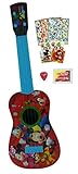 Kids Toy Music Guitar Gift Bundle| 3 Items, Disney Junior Mickey Mouse Play Guitar 24 Inches long | Real Guitar Strings, one Pick and one Mickey Mouse Badge |Ukulele Size