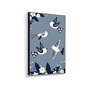 Framed Canvas Wall Art for Living Room, Bedroom Chinese Ink Birds and Flowers Canvas Prints for Home Decoration Ready to Hanging - 16x24 inches