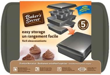 Bakers Secret 1111410 Easy Store Bakeware Set44; 5 Piece