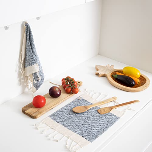 SMYRNA TURKISH COTTON Kitchen Dish Towels Herringbone Series Pack of 4