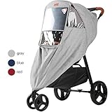 GOOVI Universal Rain Cover Waterproof PVC Free Full Protection Travel-Friendly Breathable Stroller Weather Shield-Gray