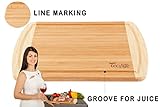 Eco&Life Bamboo Cutting Board with Groove - Professional Grade Cutting Board Features Engraved Measurements For Meat and Veggie Prep Fine Cuts - Perfect Size, Thick, Eco-Friendly (Extra large)
