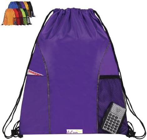 Urfunbag Dual Pocket Drawstring Nylon Backpack (Purple)