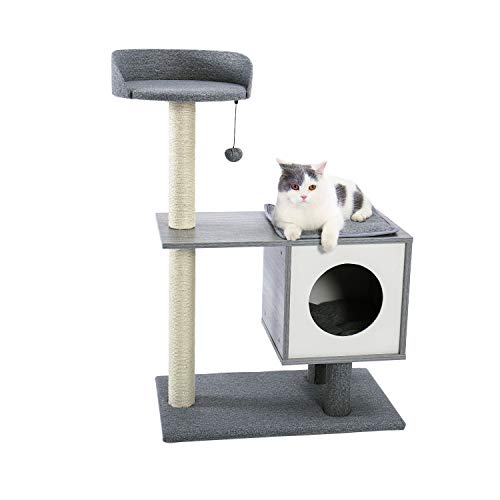 Made4Pets Wood Cat Tree for Small and Large Cats, Modern Cat Tower with