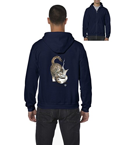Novelty Hoodie Coffee Cat With Paw Print Animal Lovers Gift Mens Hoodies Zip Up Sweater