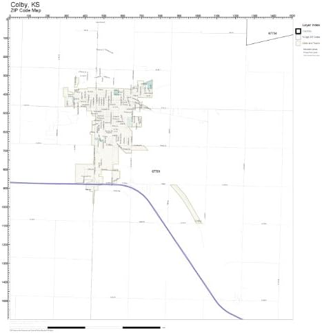 Colby Ks Zip Code Map Amazon.com: ZIP Code Wall Map of Colby, KS ZIP Code Map Laminated 