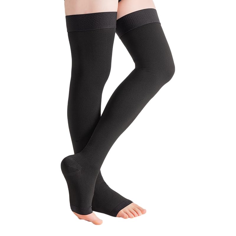 Photo 1 of 20-30 mmHg Thigh High Compression Socks for Women and Men,Toeless Compression Stockings,Leg Compression Sleeve,Varicose Veins Treatment,Over the Knee Compression Socks for Travel Flight Pregnant.