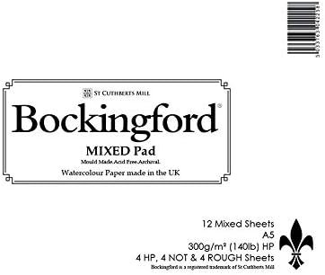Bockingford Watercolour Paper pad 12 Sheets Mixed Surface Cold Press hot Pressed Rough (A3), white - Image 3