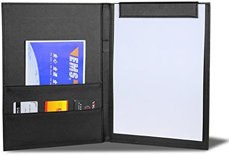 Pu leathr A4 Size Writing Pad,Padfolio Clipboard Folder,Conference Notepad for Business Meeting School Office (Black)