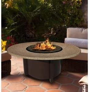 California Outdoor Concepts 5010-BR-PG1-SUN-42 Carmel Chat Height Fire Pit-Brown-Diamond White Glass-Sunset Gold - 42 in.