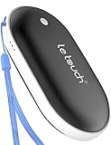 Letouch Rechargeable Hand Warmer 5200mAh Power Bank, Portable USB Electric Hand Warmers Double-sided Heating Mobile External Battery Charger Best Gift in Winter for Women,Man (5200mAh Black)