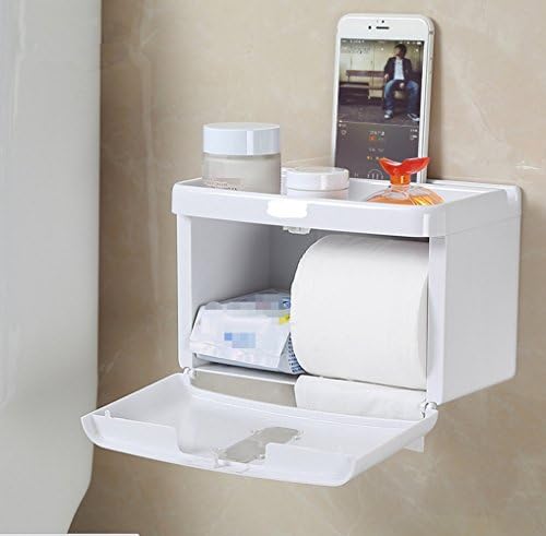 TasteFaith-Toilet paper box Wall Mount Toilet Paper Holder Bathroom Tissue Holder with Mobile Phone Storage Shelf ABS Water proof Toilet Paper Holder