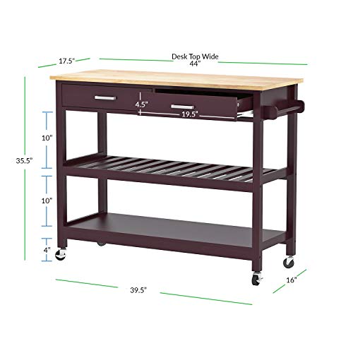 Clevr Rolling Kitchen Cart Island on Wheels Trolley, w/Drawer