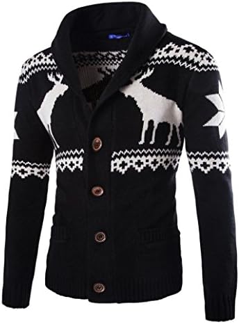 Men Coat New Hot Sale Fashion Boys Warm Winter Christmas Sweater Cardigan Xmas Knitwear Coat Jacket Sweatshirt by Neartime (XL, Black)