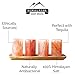 Himalayan Salt Shot Glasses 4 Pack With Acacia Wood Serving Board from Root7. Ethically Sourced Natural Himalayan Salt Shot Glasses in a Beautiful Display Box | Pink Salt Shot Glasses for Tequila