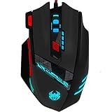 Zelotes T90 9200 DPI Gaming Mouse Professional 8 Buttons Wired USB with Multi-Modes LED,WeightTuning Set Computer Mice for PC Mac Gamer, Black