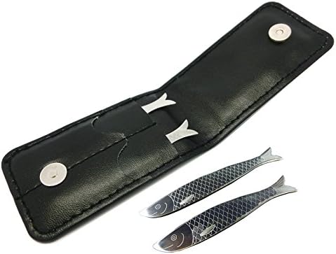 4 Pcs Fish Design Metal Collar Stays in PU Case, 2.2"/ 2.5"