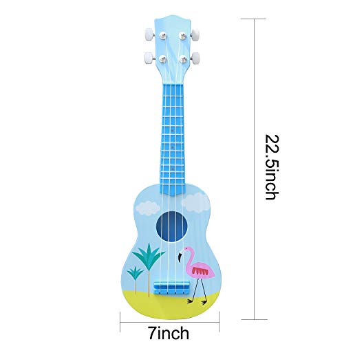 YOLOPLUS+ Kids Ukulele Guitar Toy Simulation 4 Strings Children Musical Instruments Educational Learning for Toddler Beginner Keep Tone Anti-Impact (21 Inch Flamingo)