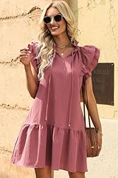 Dokotoo Womens Summer Casual V-Neck Drawstring