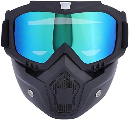 ELEPHANTBOAT® Mask Goggles Men/Women Retro Outdoor Cycling Mask Goggles Snow Sports Skiing Full Face Mask Glasses Vertical Black Frame + Colorful Lens