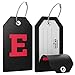 Initial Luggage Tag with Full Privacy Cover and Stainless Steel Loop (Black) (E)