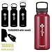 The Flow Insulated Water Bottle Large 32oz Stainless Steel Hydro Vacuum Flask With Wide Mouth Straw Lid, Coffee Flip Lid and Carabiner, Double Wall Sports Travel Tumbler (Red, 1L)