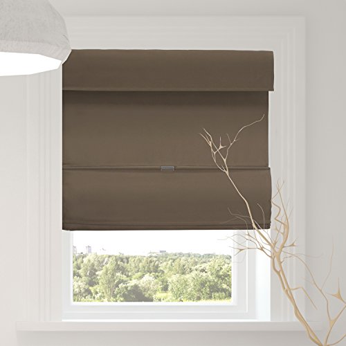 Chicology Cordless Magnetic Roman Shades / Window Blind Fabric Curtain Drape, Function, Room Darkening - Grounded Brown, 31