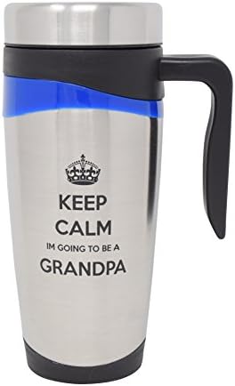 Suck Up Gifts Keep Calm Im Going to be a Grandpa Stainless Steel 16 Oz Travel Tumbler Mug (Blue)