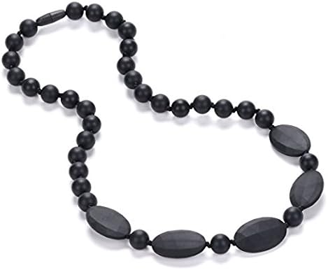 GIHABIZ Silicone Teething Necklace for Mom to Wear-BPA Free Baby Toys- Teething Pain Reduce Properties-Nursing Necklace Perfect for Breastfeeding Moms (black)