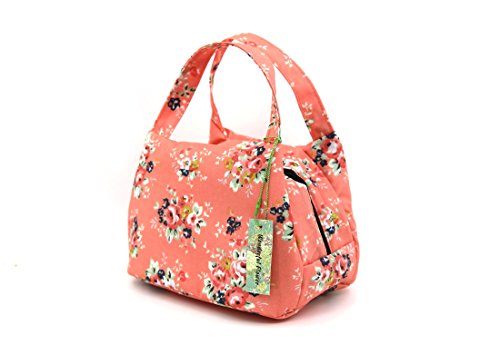 Wonderful flower reusable insulated lunch box zipper tote bag (01…