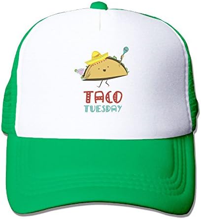 Taco Tuesday Cartoon Mesh Trucker Caps/Hats Adjustable For Unisex KellyGreen