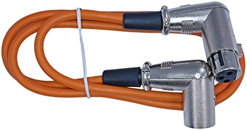 right angle XLR female to right angle XLR male cable orange 06ft long