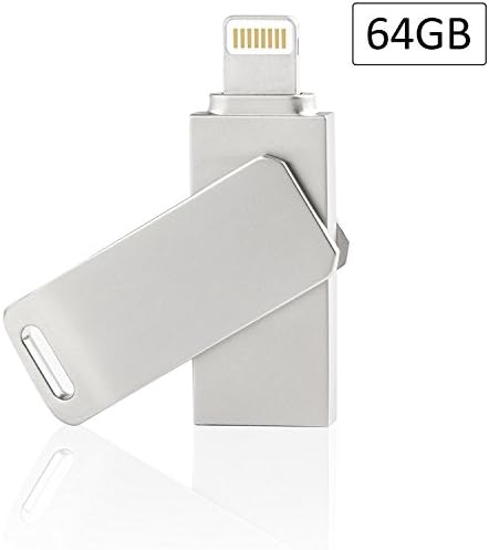 64GB iPhone USB Flash Drive, iOS Memory Stick, iPad External Storage Expansion for iOS Android PC Laptops (Rose Gold) (64GB Silver Rotation)