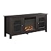 Walker Edison Rustic Wood and Glass Fireplace TV Stand for TV's up to 64