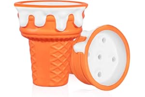 HAPYWAER Hookah Bowl Ceramic Shisha Tobacco Bowl Ice Cream Clay with Glaze Phunnel Hookah Shisha Bowl(orange)