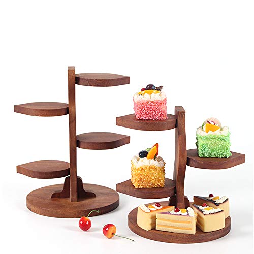 image for HEFUTE 5 Tier Premium Wood Cake Display Stand Tower Cupcakes Dessert H