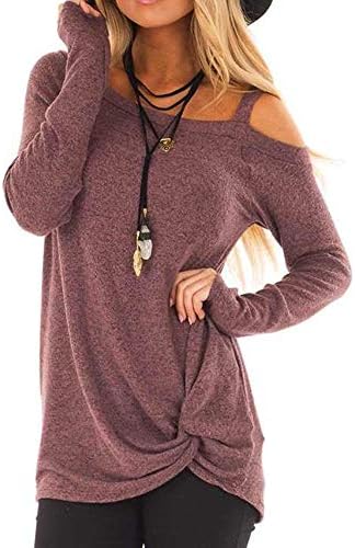 Casual T-Shirt for Womens Cold Shoulder Short Long Sleeve Sleeveless Knot Front Tunic Tops Blouse