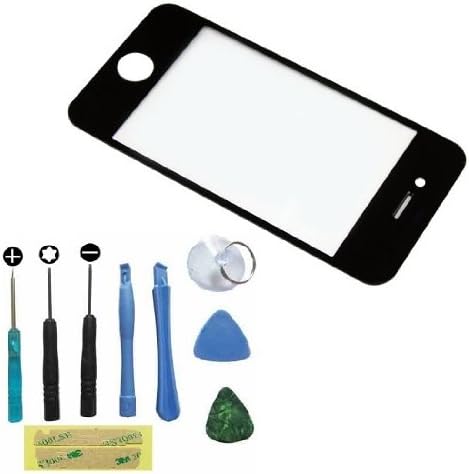 Replacement Front Screen Glass Lens for Iphone 4s Black + Tools Kit