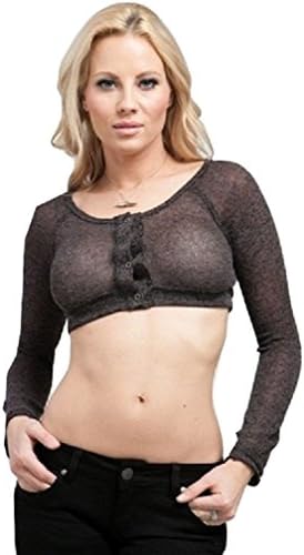 Vixen Clubwear Junior Womens Sexy Sheer Lace Back Knit Crop Top